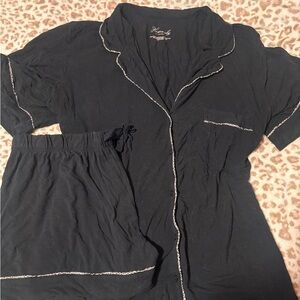 Victoria Secret Black & Leopard Trim Pajama Set